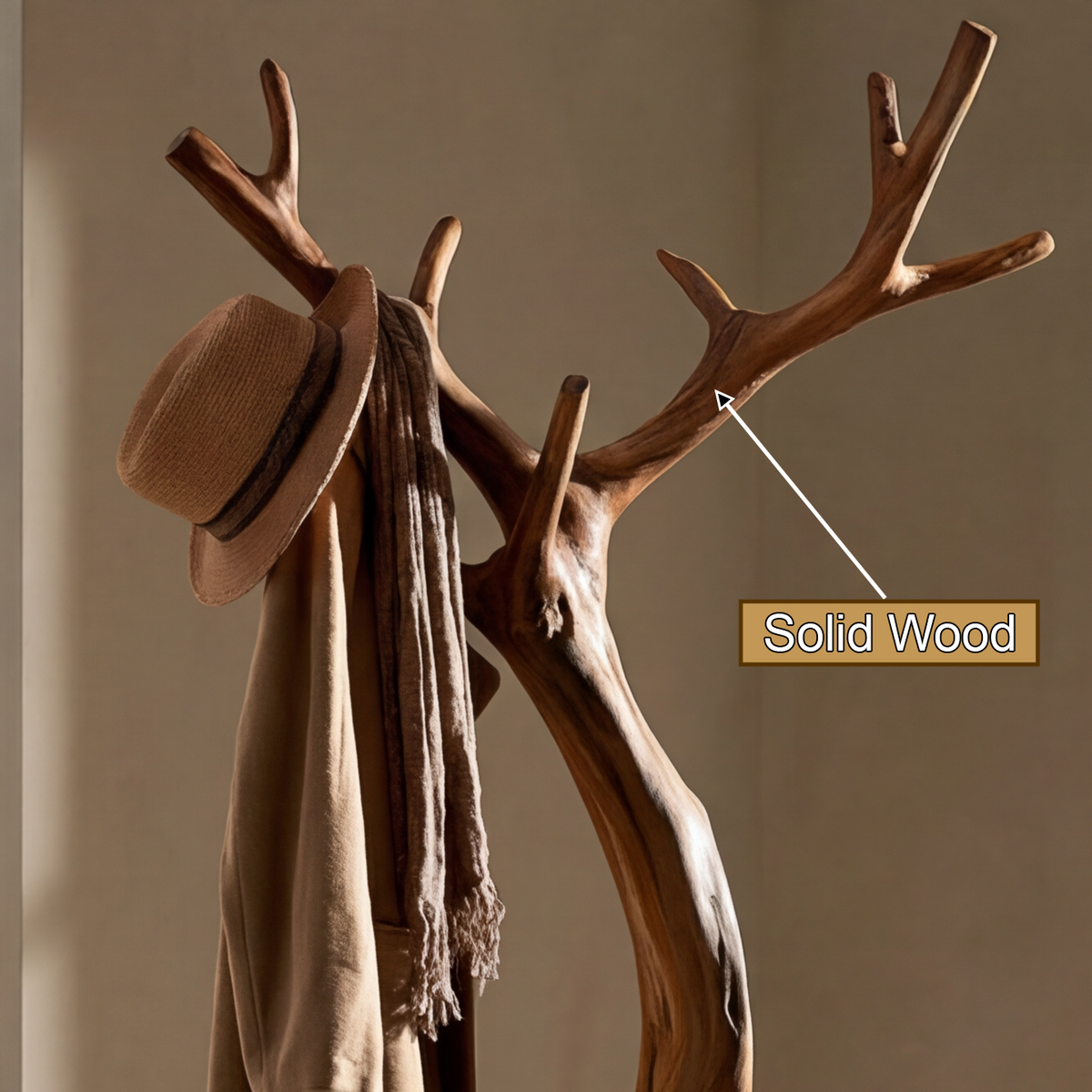 Lunareth Sculpted Solid Wood Tree Coat Rack