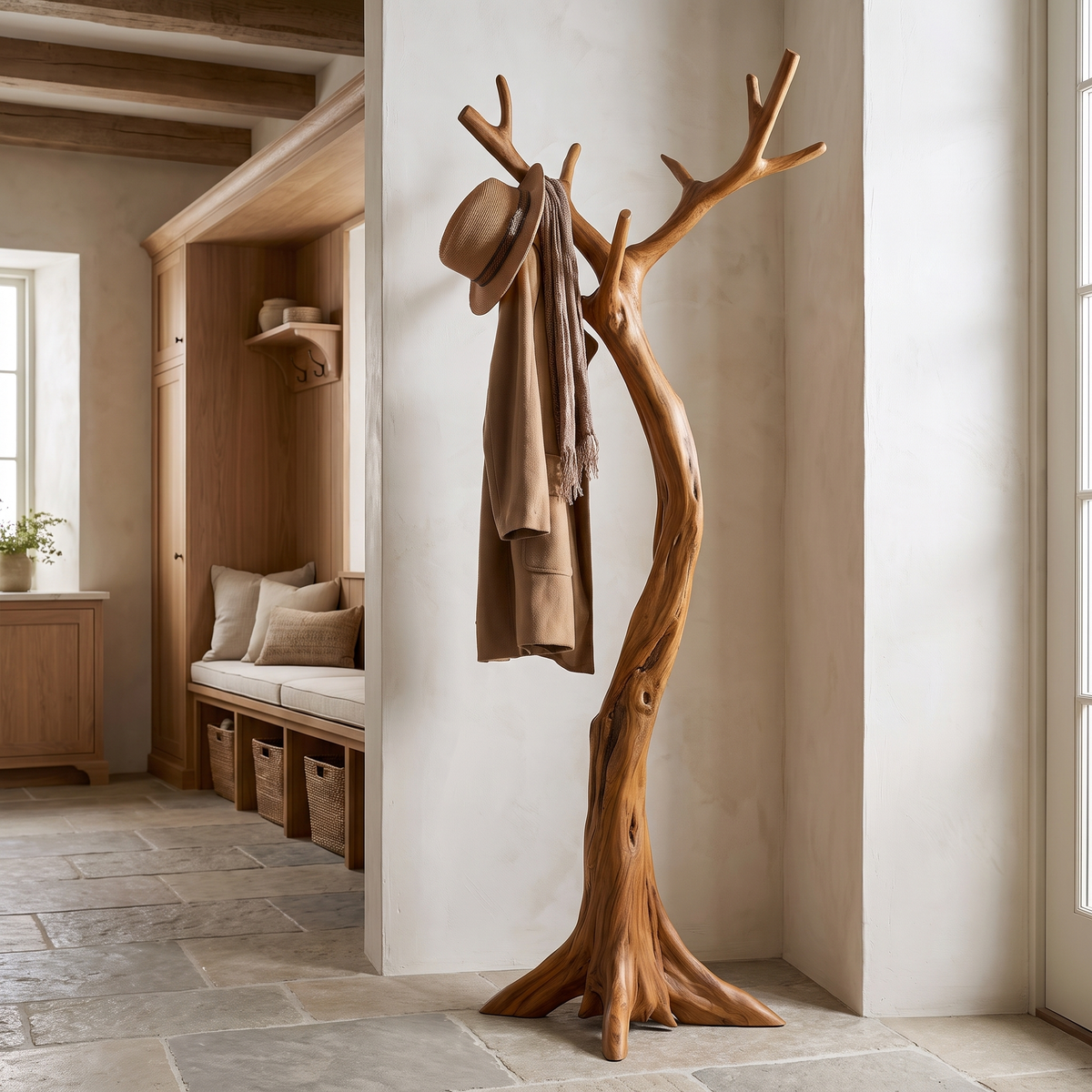 Lunareth Sculpted Solid Wood Tree Coat Rack